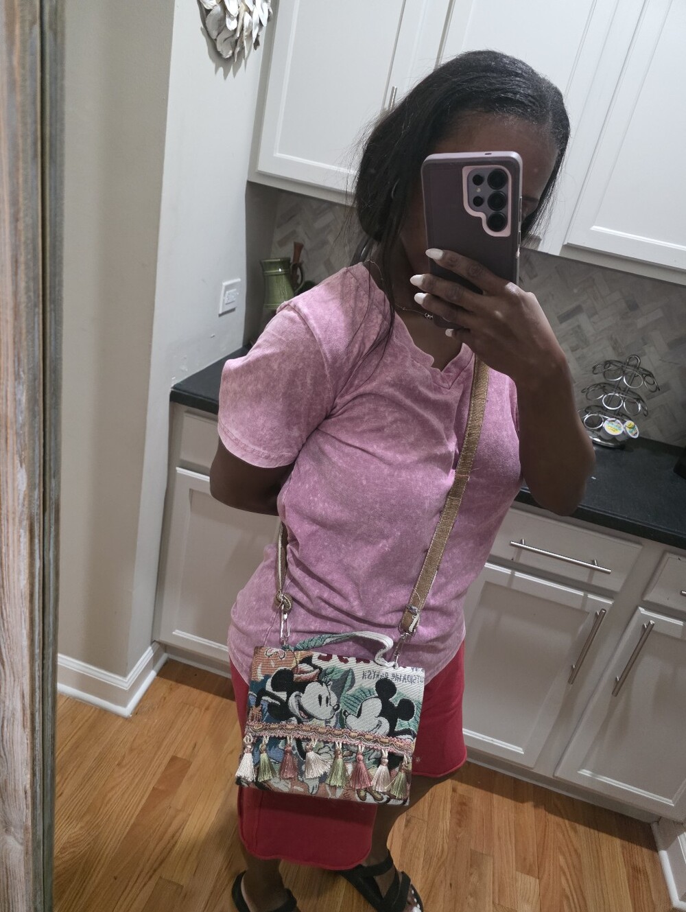 Disney Tapestry Crossbody Shoulder Bag Tapestry Woven Mickey Minnie Mouse 7x8 - Picture 15 of 16